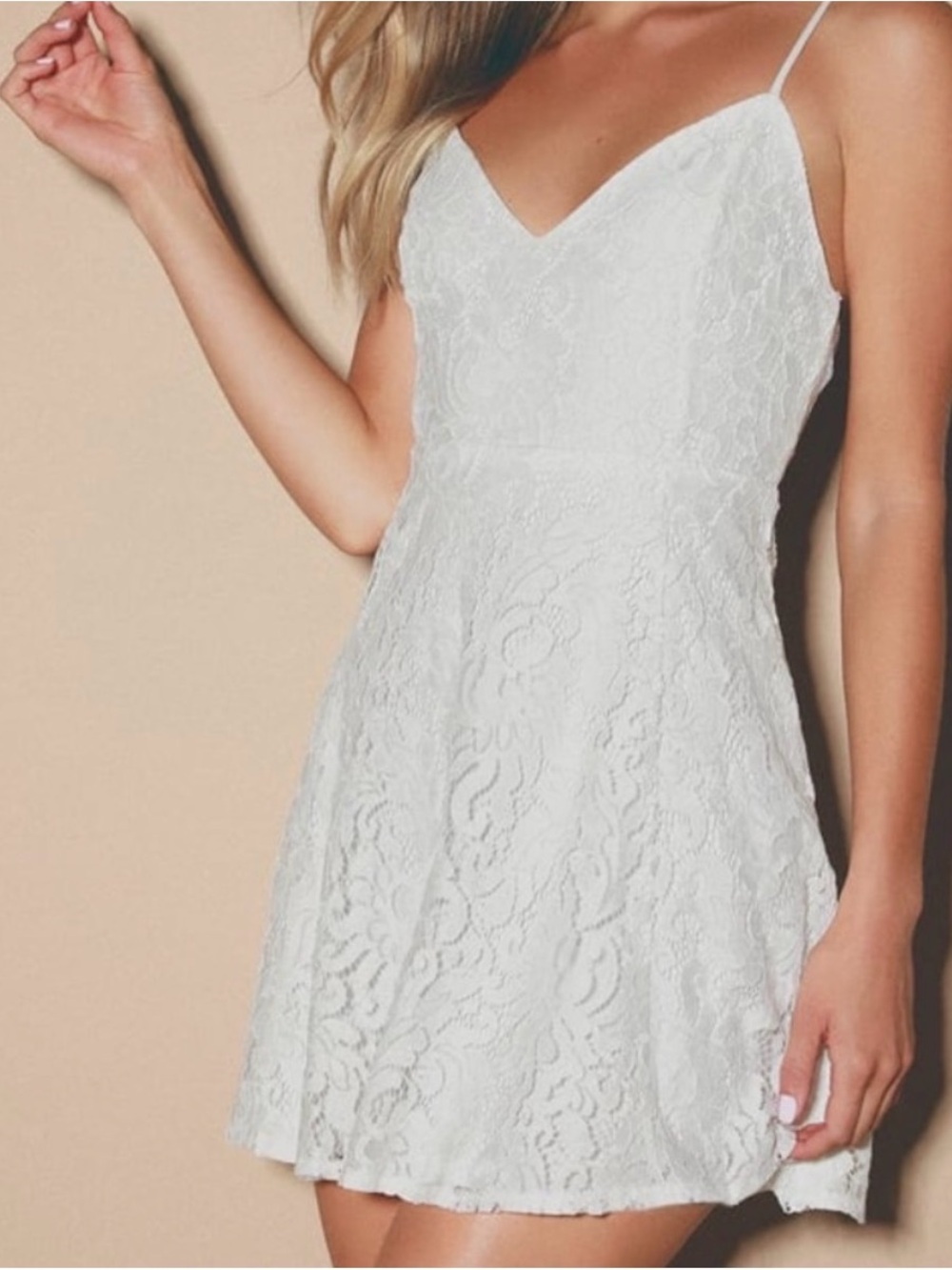 Lulus Magnolia Blossom White Lace Mini Skater Dress Size XS